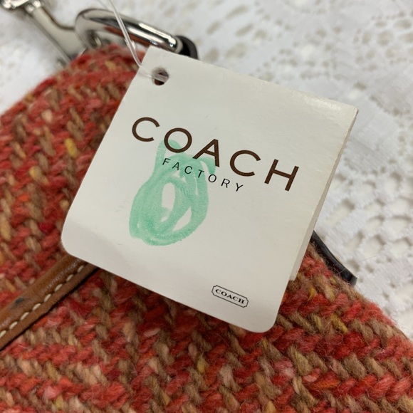 Coach SCARO swing pack Crossbody bag Camel Rose Wool Tweed Zip bag NEW NWT - Picture 6 of 14